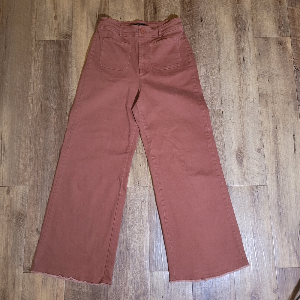 Mittoshop Wide Leg Jeans in Dusty Rose Color
